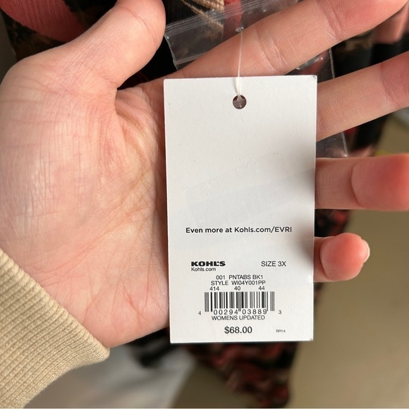 NEW EVRI Multicolor Black Fit & Flare Midi Dress with Bow Tie Plus Size 3X - Picture 15 of 17